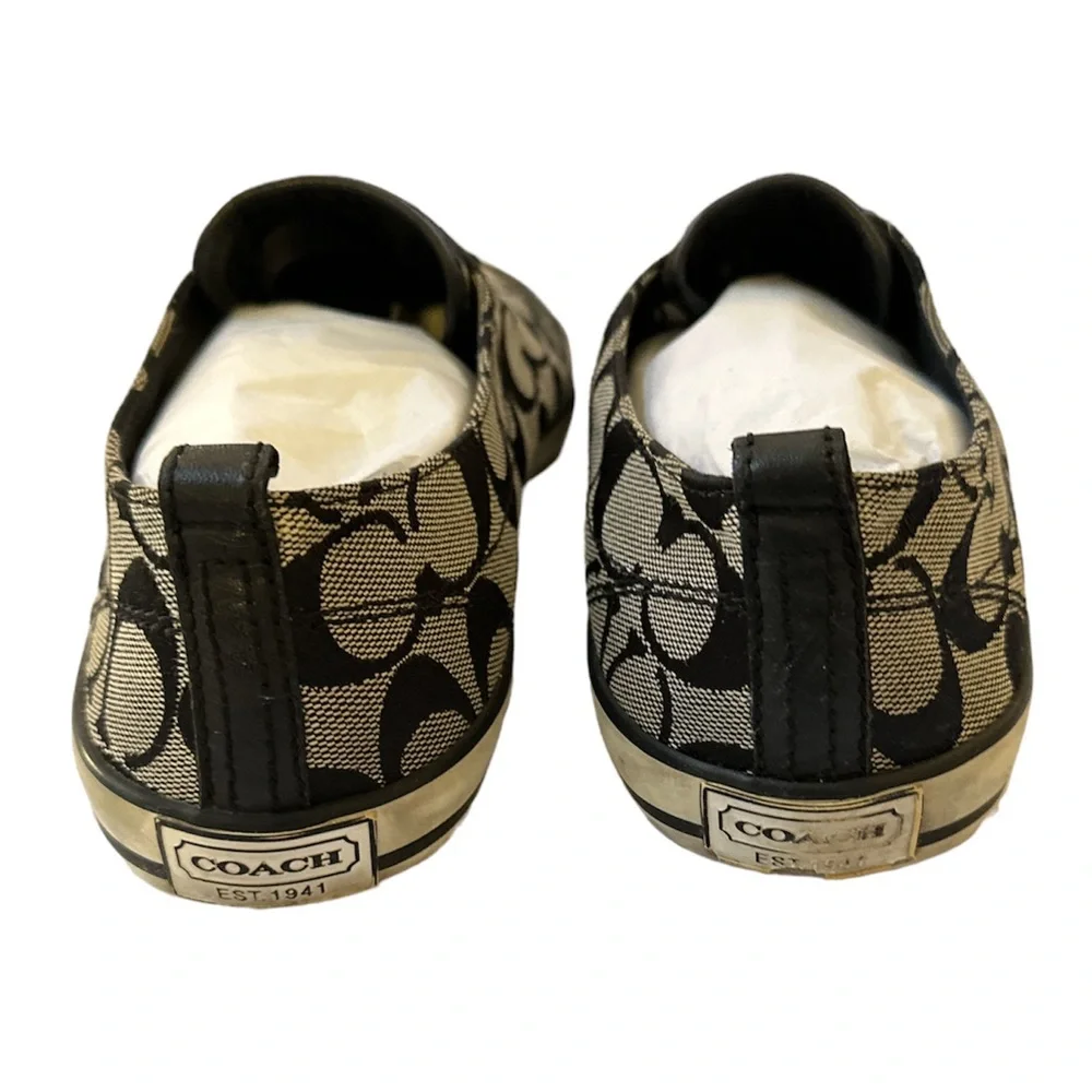 COACH Gray / Black Monogram Canvas Sneakers - Picture 6 of 7